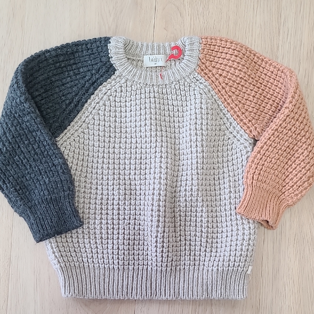 Cozy Knit Sweater with Colorblock Sleeves